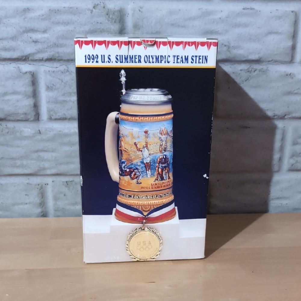 1992 U.S. Summer Olympic Team Stein - Decorative Blue and Cream Mug